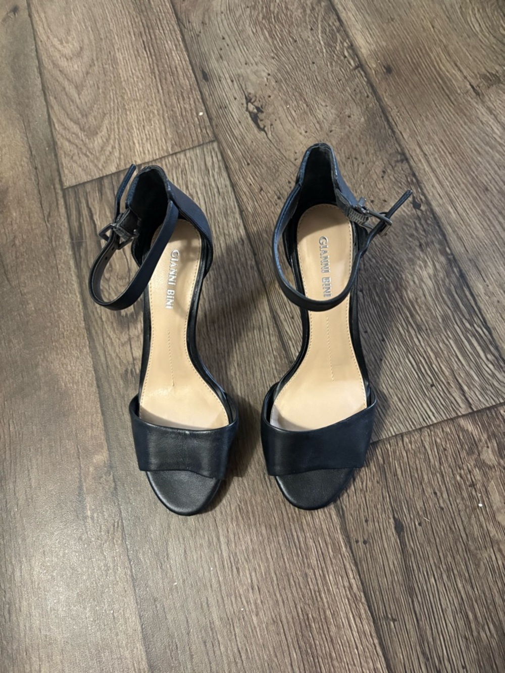 Gianni Bini Black Ankle-Strap Open-Toe Heels